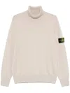 Stone Island Turtleneck With Iconic Logo On The Sleeve In Neutrals