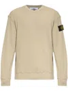 Stone Island Classic Fit Crew Neck Sweater With Distinctive Badge In Nude