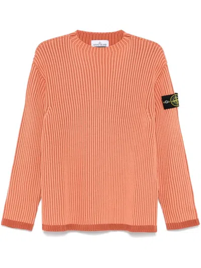 Stone Island Compass-badge Sweater In Orange