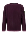 Stone Island Crew Neck Wool Sweater With Ribbed Texture In Pulp Color