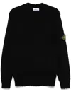 Stone Island 6100032 Organic Cotton Diagonal Fleece 'old' Effect In Schwarz