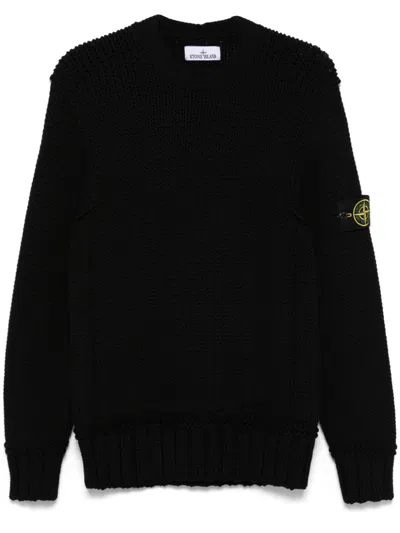 Stone Island Compass-badge Sweater In Black