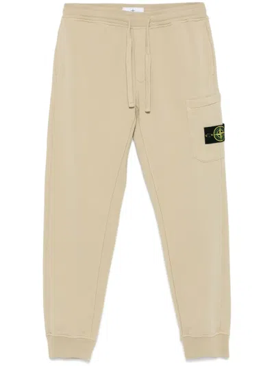 Stone Island Compass-badge Sweatpants In Neutrals