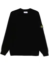 Stone Island Lightweight Wool Crew Neck Pullover In Black