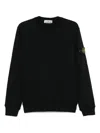 Stone Island Lightweight Wool Crew Neck Pullover In Black