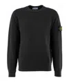 Stone Island Compass-patch Concealed-fastening Coat In Black