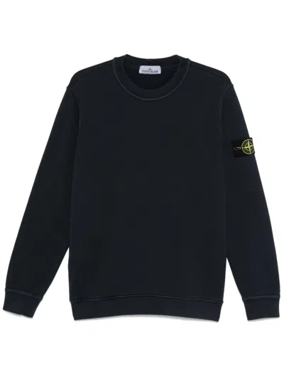 Stone Island Midnight Cotton Sweater With Ribbed Cuffs And Hem In Navy Blue