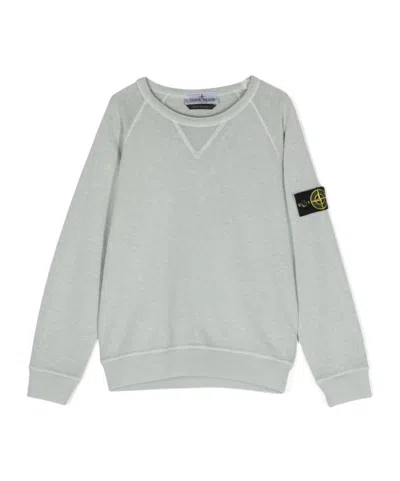 Stone Island Kids' Compass-patch Crewneck Sweatshirt In Gray