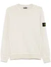 Stone Island Logo Cotton Crewneck Sweatshirt In Neutrals
