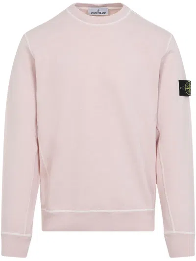 Stone Island Geelong Wool Crewneck Sweater In Pink