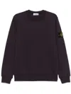 Stone Island Brushed Organic Cotton Fleece Sweatshirt With Ribbed Inserts In Black