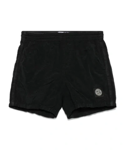 Stone Island Compass-badge Swim Shorts In Black