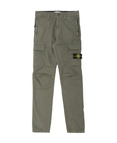Stone Island Compass-badge Tapered-leg Cargo Trousers In Gray