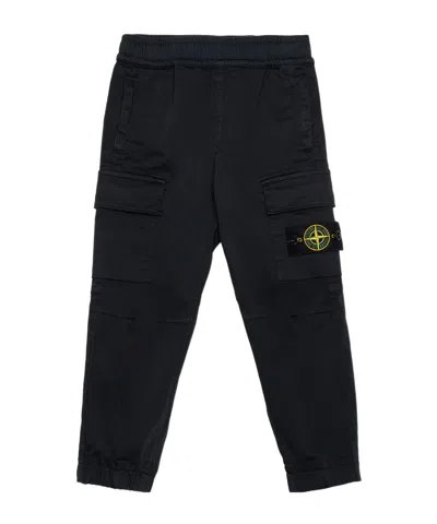 Stone Island Compass-badge Tapered Trousers In Blue