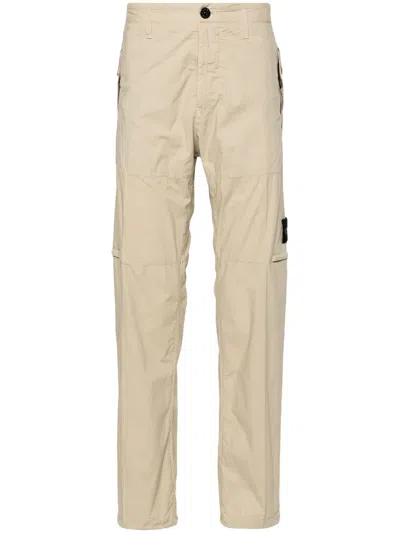Stone Island Compass-badge Tapered Trousers In Neutrals