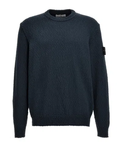 Stone Island Compass-badge Textured Jumper In Blue