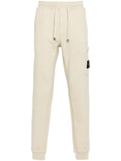 Stone Island Compass-patch Track Pants In Beige