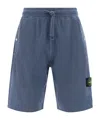 Stone Island Elasticated Waistband Patch Pocket Shorts Side Pockets In Blue