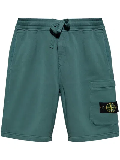 Stone Island Compass-badge Track Shorts In Green