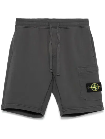 Stone Island Tela Cotton Bermuda Shorts In Grey