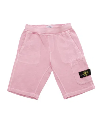 Stone Island Kids' Pink Fleece Bermuda Shorts