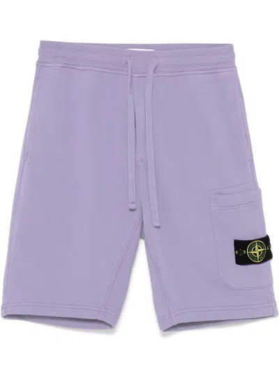 Stone Island Compass-badge Track Shorts In Violett