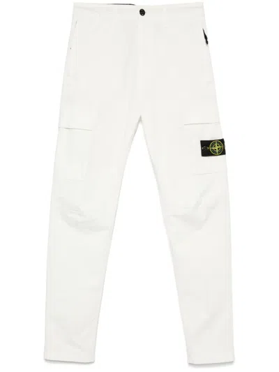 Stone Island Trousers Featuring Various Pockets In White