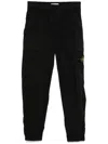 Stone Island Logo Patch Cargo Trousers In Black