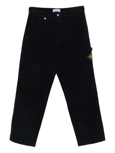 Stone Island Compass-badge Trousers In Black
