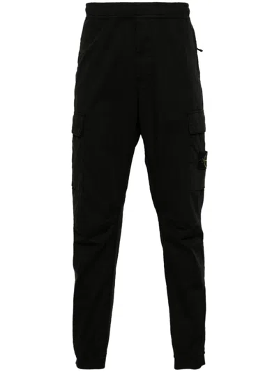 Stone Island Compass-badge Tapered Leg In Black