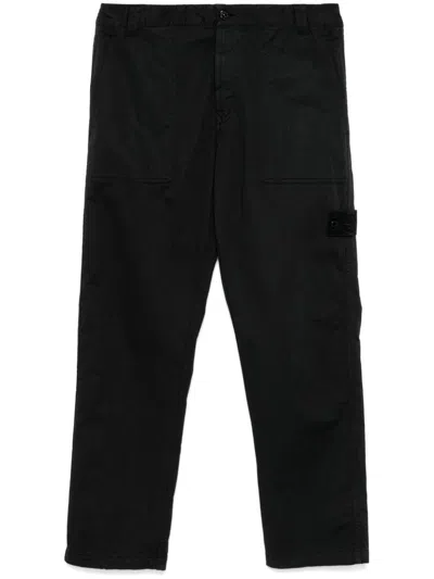 Stone Island Regular-tapered-fit Cargo Pants With Elasticated Waistband In Black