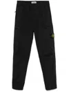 Stone Island Logo Patch Cargo Trousers In Black