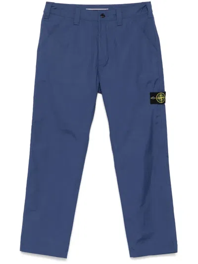 Stone Island Compass-badge Trousers In Blue