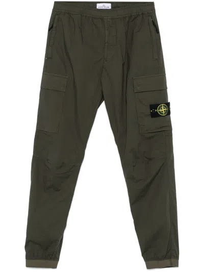 Stone Island Compass-badge Trousers In Green