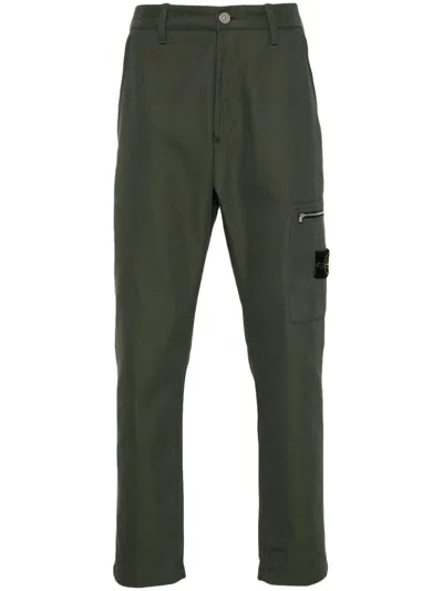 Stone Island Compass-badge Trousers In Green