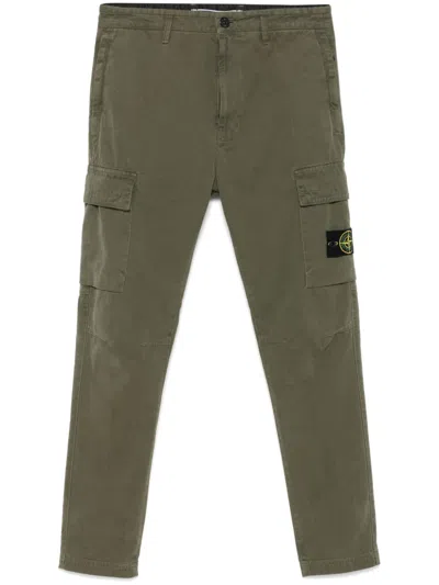 Stone Island Compass-badge Trousers In Green