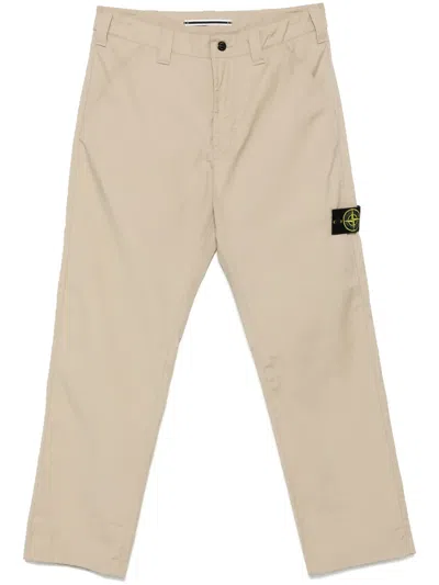 Stone Island Compass-badge Trousers In Neutrals