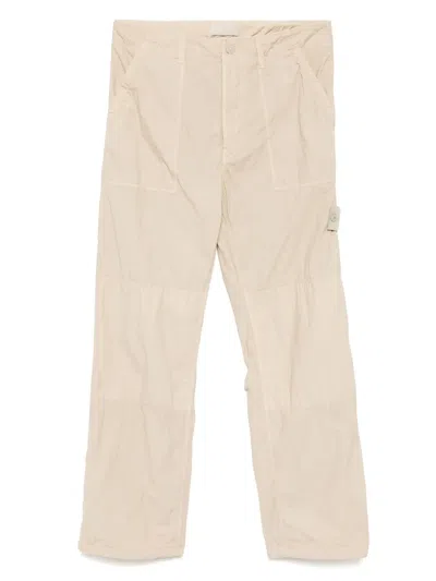 Stone Island Compass-badge Trousers In Nude