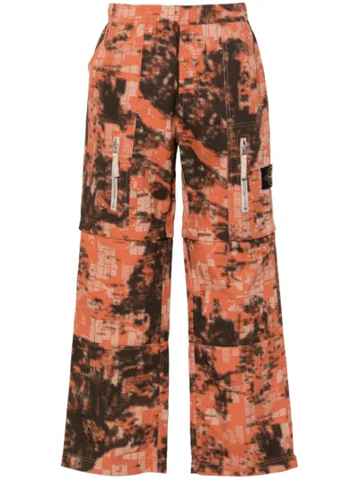 Stone Island Compass Badge Trousers In Orange