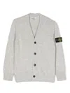 Stone Island Compass-badge V-neck Cardigan In Gray