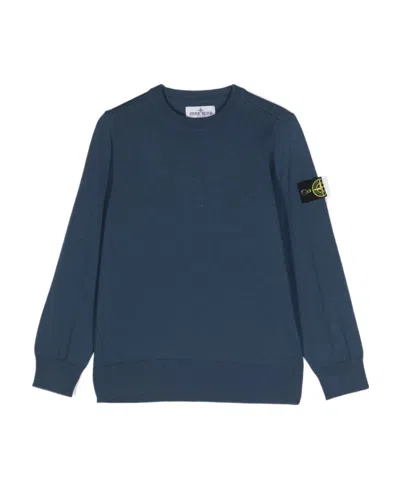 Stone Island Compass-badge Virgin-wool Jumper In Blue