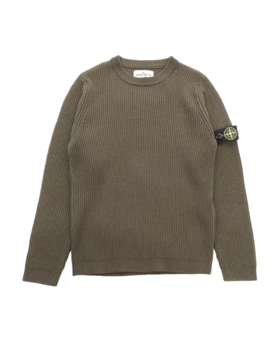 Stone Island Compass-badge Virgin-wool Jumper In Green