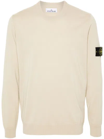 Stone Island Compass-badge Virgin Wool Jumper In Nude