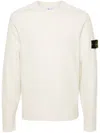 Stone Island Wool Blend Sweatshirt With Iconic Logo Patch And Timeless Design In White