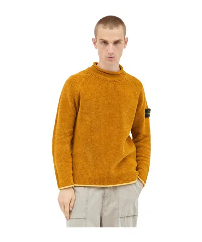 Stone Island Compass-badge Wool Blend Jumper In Yellow