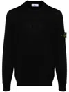Stone Island 6100032 Organic Cotton Diagonal Fleece 'old' Effect In Black