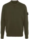 Stone Island Compass-patch Crew Neck Jumper In Green