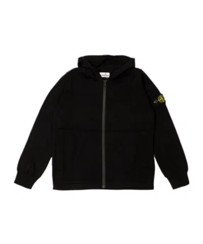 Stone Island Compass-badge Zip-up Hoodie In Black