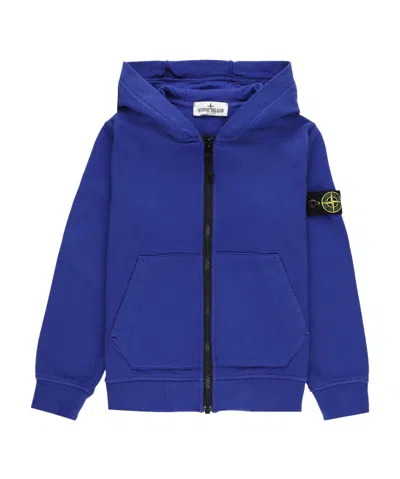 Stone Island Compass-badge Zip-up Hoodie In Blue