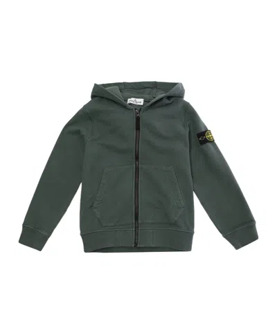 Stone Island Compass-badge Zip-up Hoodie In Green